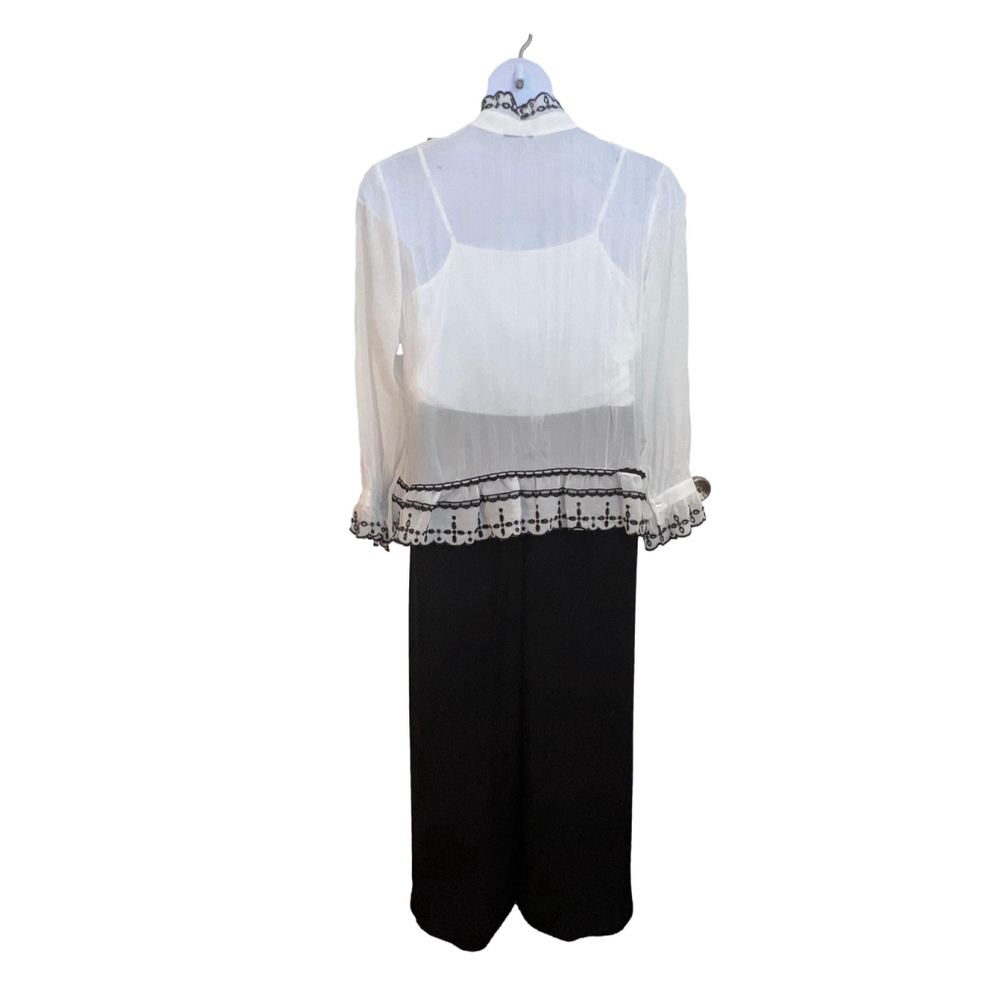Vintage Patra Women's Blouse tank top and Culottes Set, Size 14, White Black - Picture 3 of 6